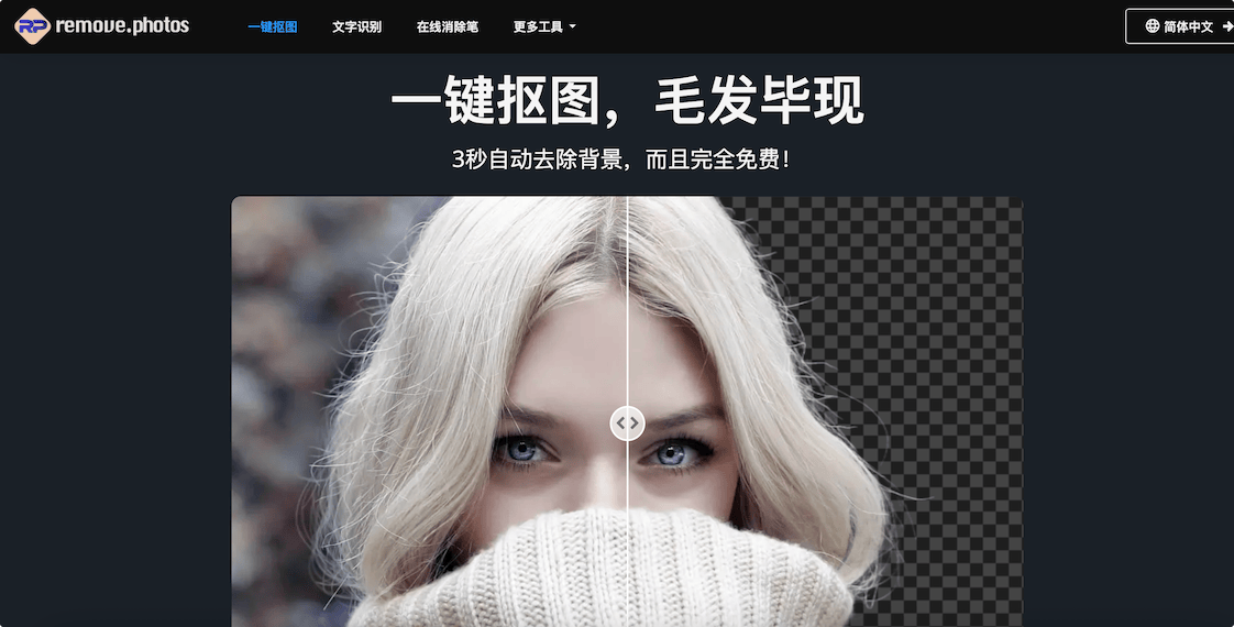 remove.photos:在线一键抠图,极高精细度,毛发毕现