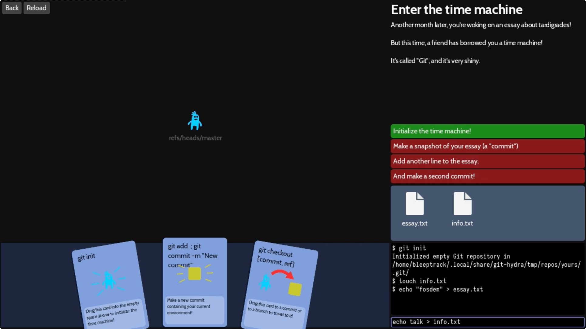 Oh My Git :一个学习 Git 的开源游戏,实时可视化 Git 存储库的内部结构