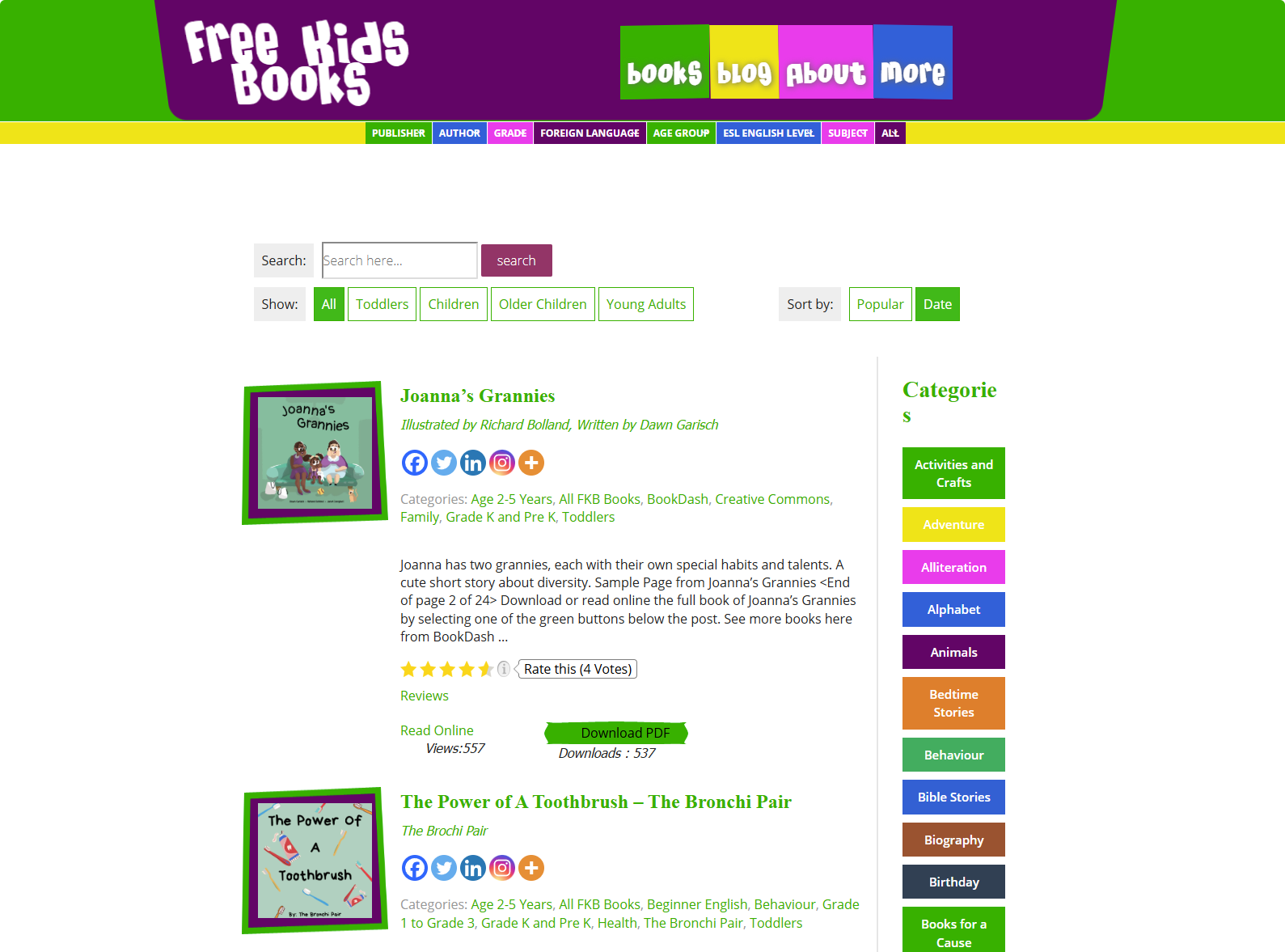 freekidsbooks:一个可以免费阅读和下载英文儿童电子书的网站