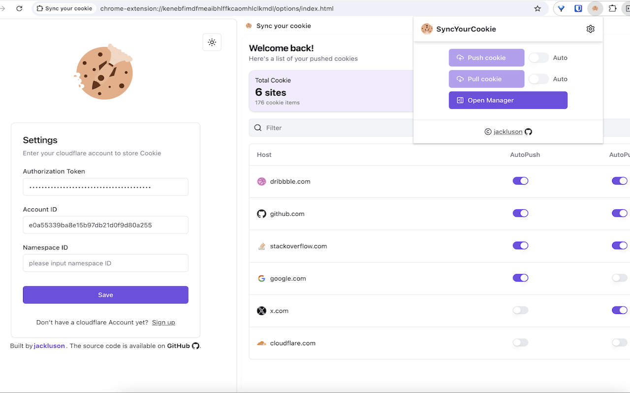 Sync Your Cookie:Chrome 扩展程序,将 Cookie 同步到 Cloudflare,可在不同设备之间共享 Cookie