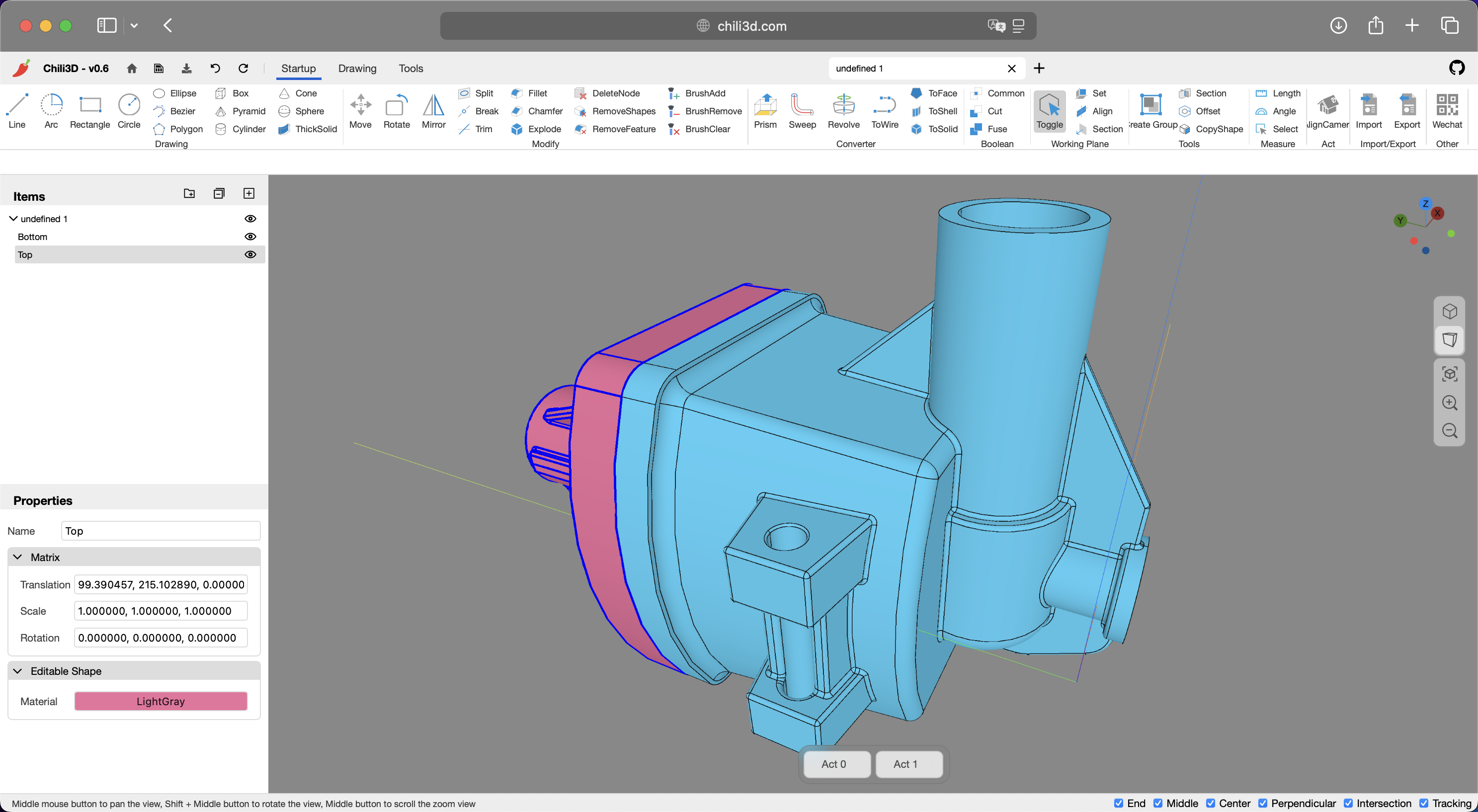 Chili3D :开源的基于 Web 的 网页版 3D CAD 应用程序,用于在线模型设计和编辑