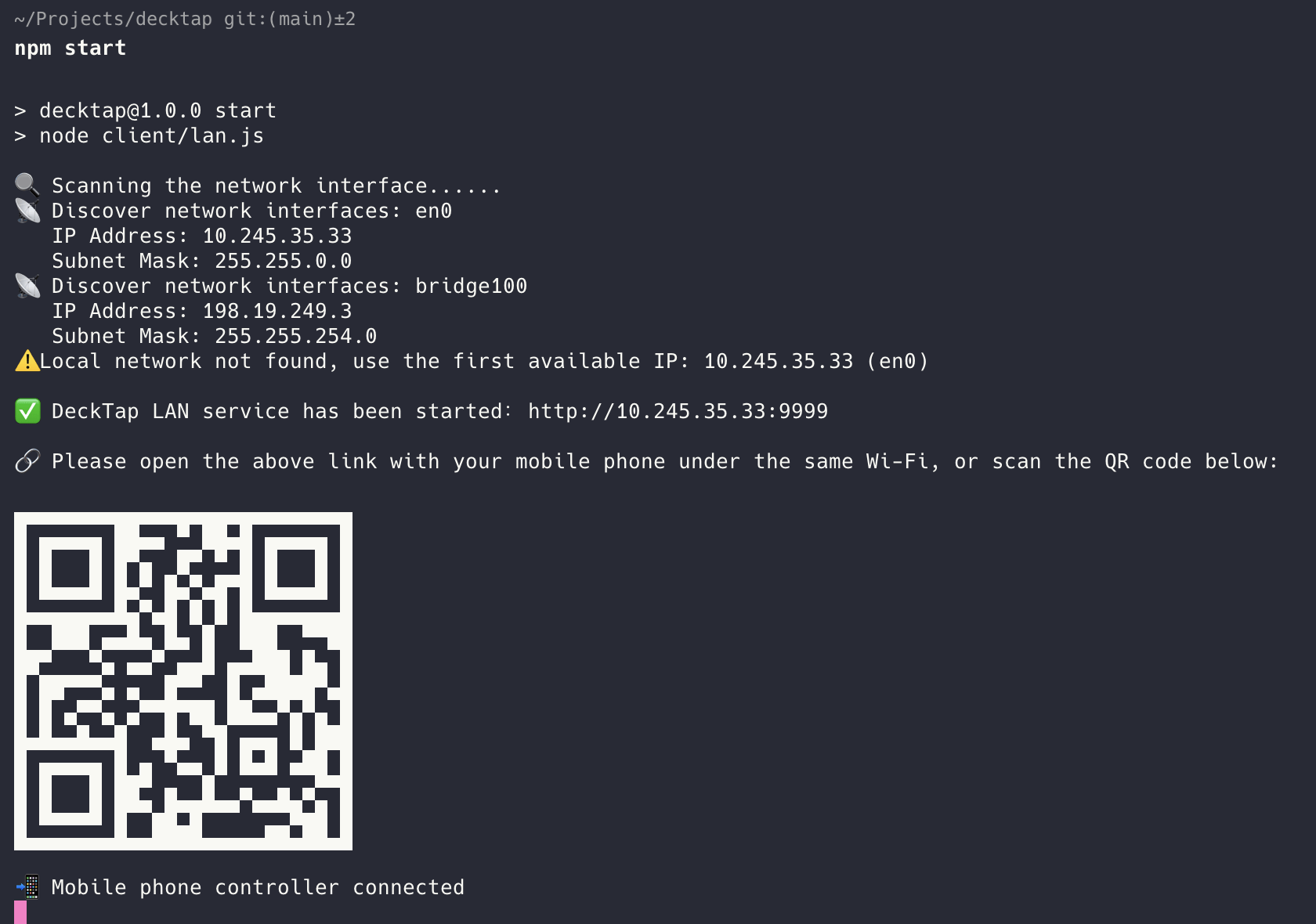 DeckTap（LAN MVP）：一款轻量级的局域网演示遥控器。通过手机无线控制幻灯片。