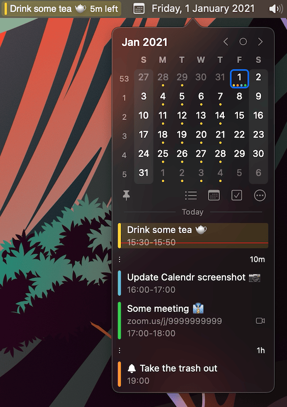 Calendr,开源macOS菜单栏日历,支持日程提醒,菜单界面自定义