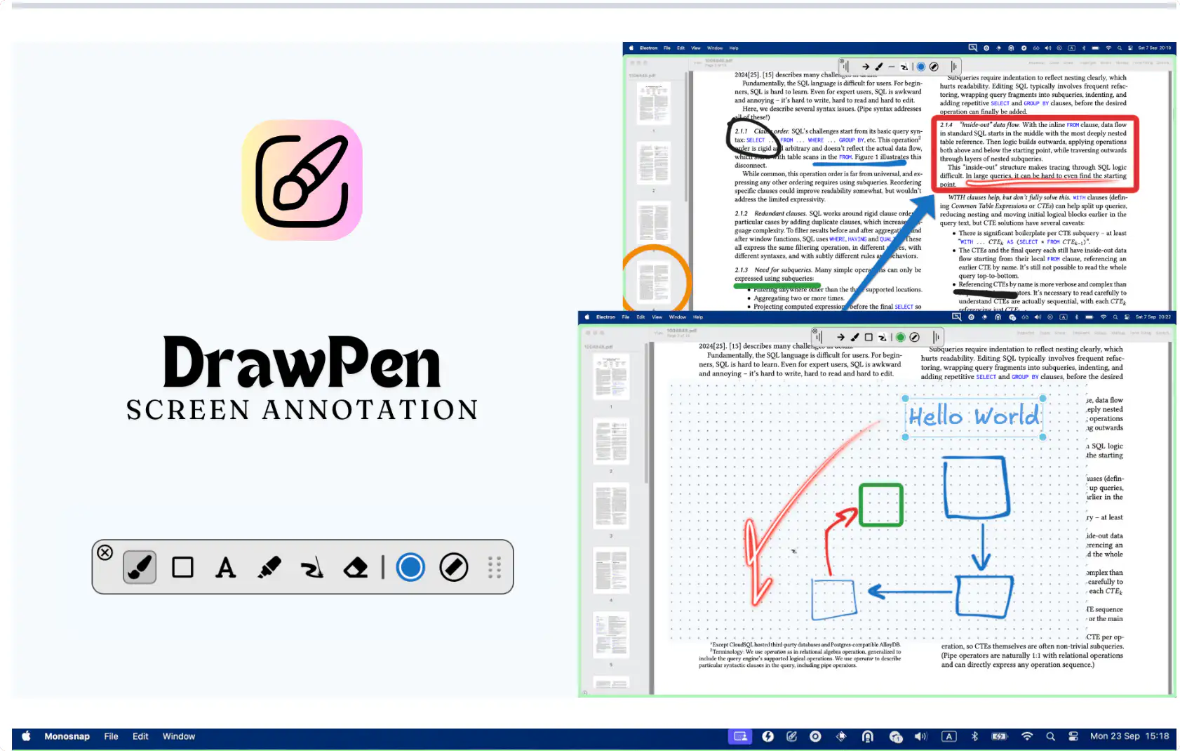 DrawPen - 开源的屏幕标注工具,可以直接在任何屏幕内容上自由绘画和标注