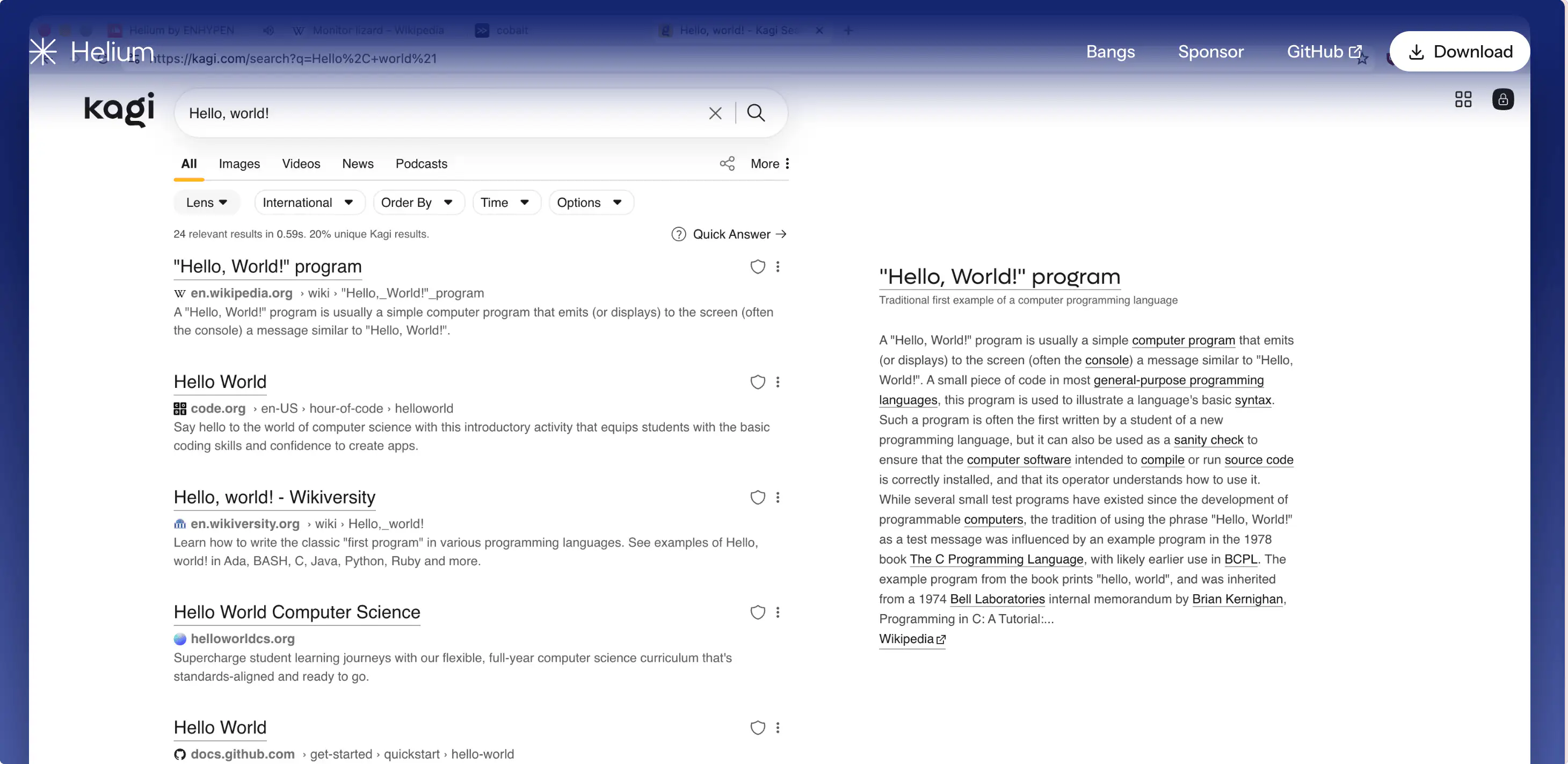Helium:开源干净的浏览器,没有广告、没有噪音,默认启用屏蔽广告、追踪器、钓鱼网站及所有第三方 cookie