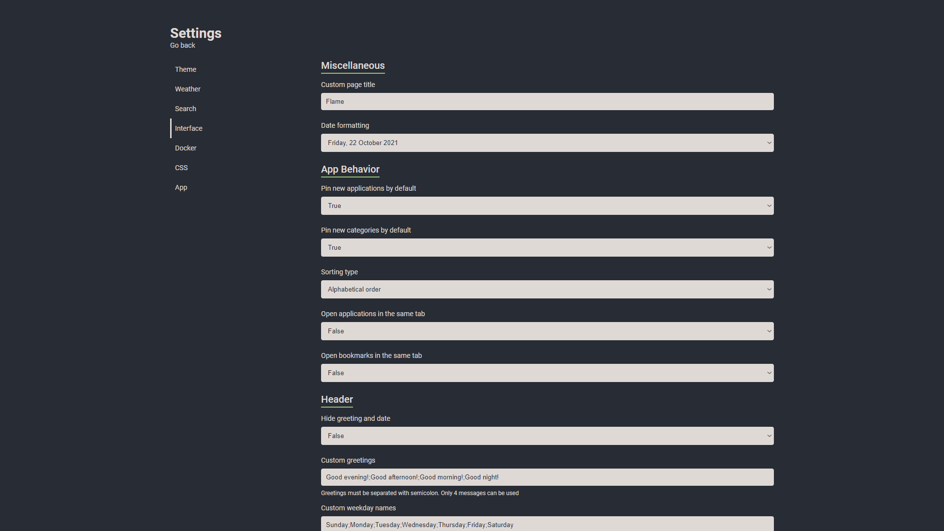 flame-简洁的个人导航，docker部署自托管起始页，使用内置编辑器，轻松管理您的应用和书签