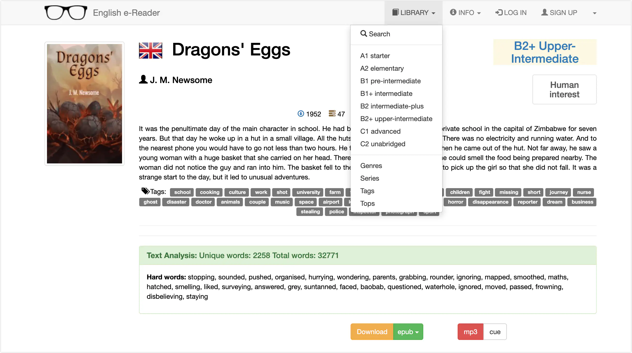 English e-Reader：免费的英语分级读物电子书下载网站，支持多种格式下载和读书配音下载
