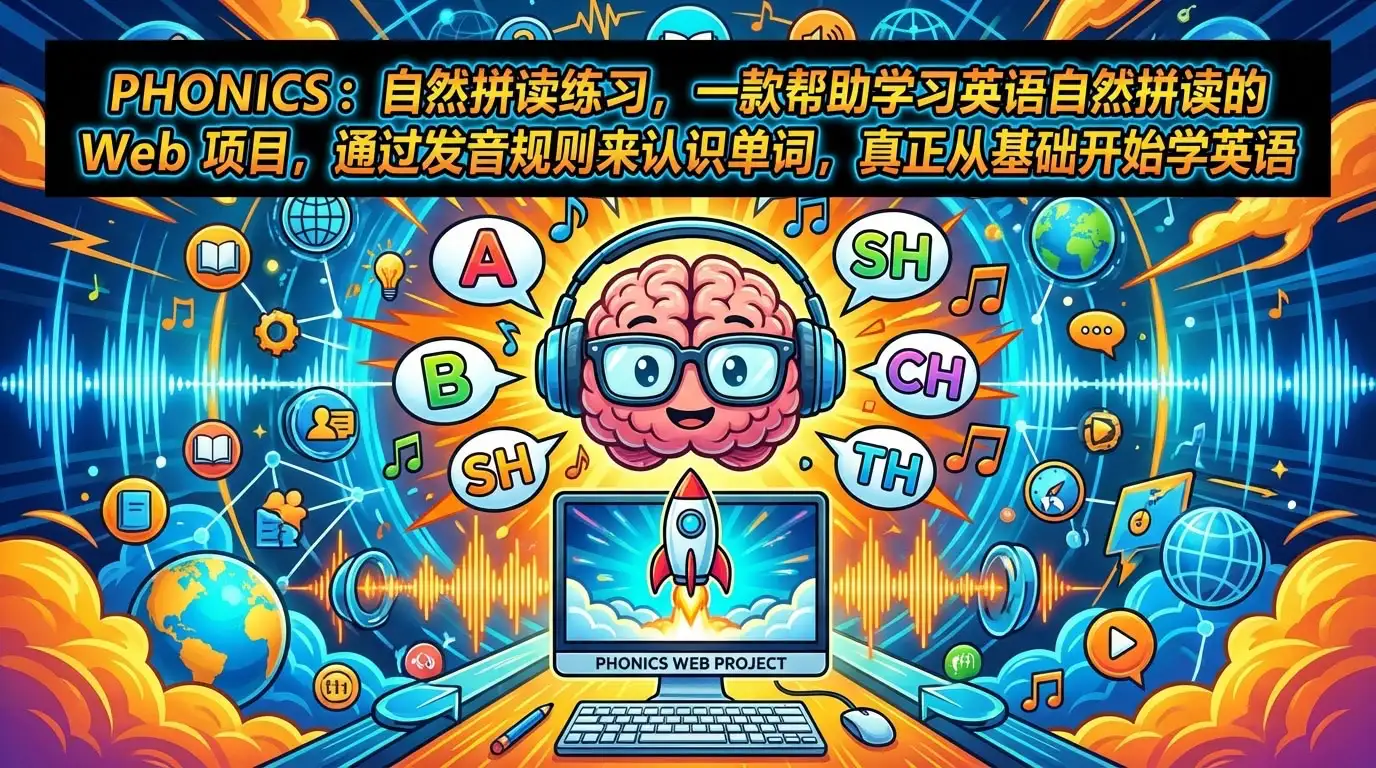 phonics: 自然拼读练习应用,一款帮助学习英语自然拼读的 Web 项目,通过发音规则来认识单词,真正从基础开始学英语