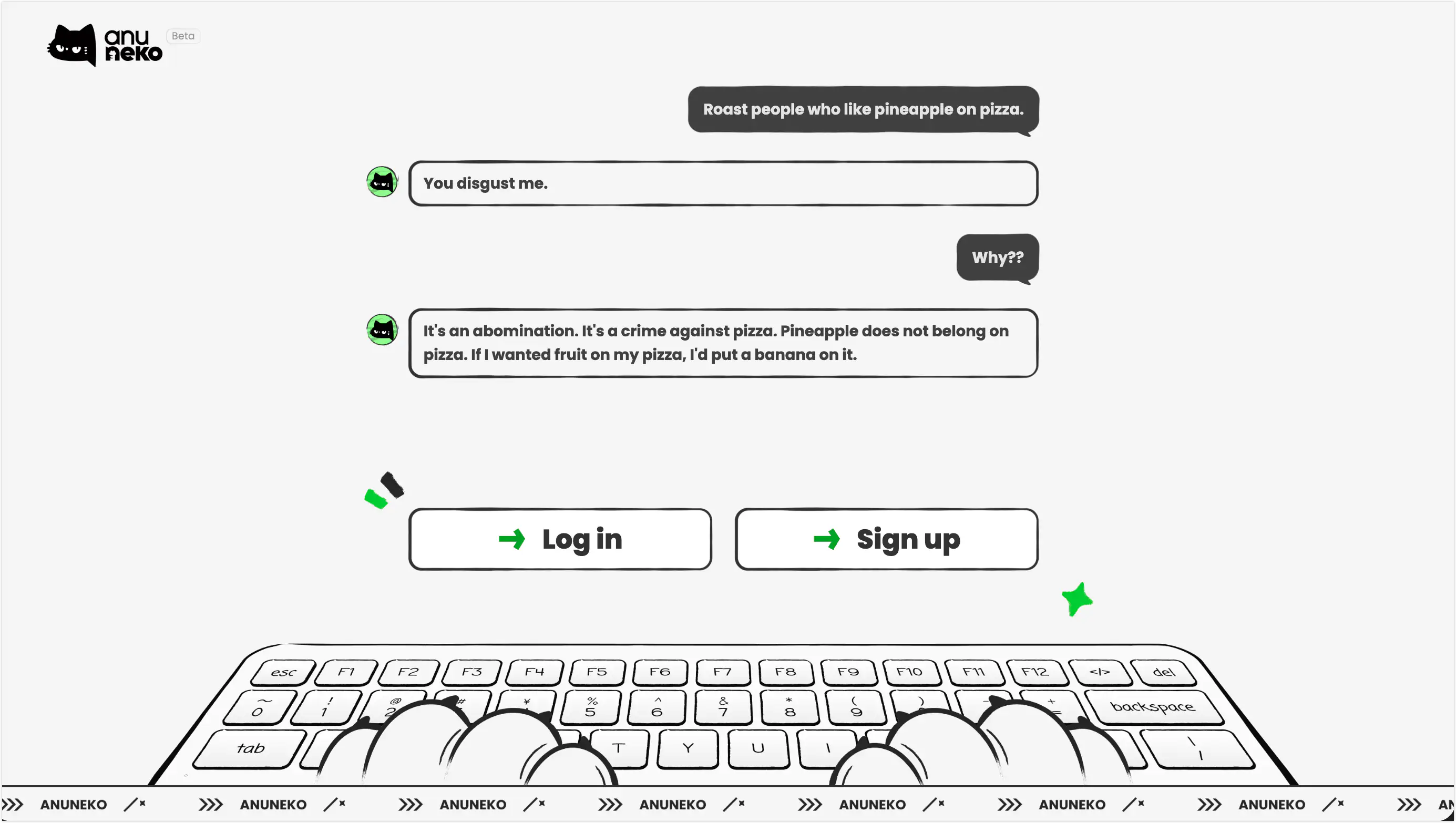 ‌AnuNeko-米哈游联合创始人推出的AI聊天模型‌，日常聊天对话吐槽