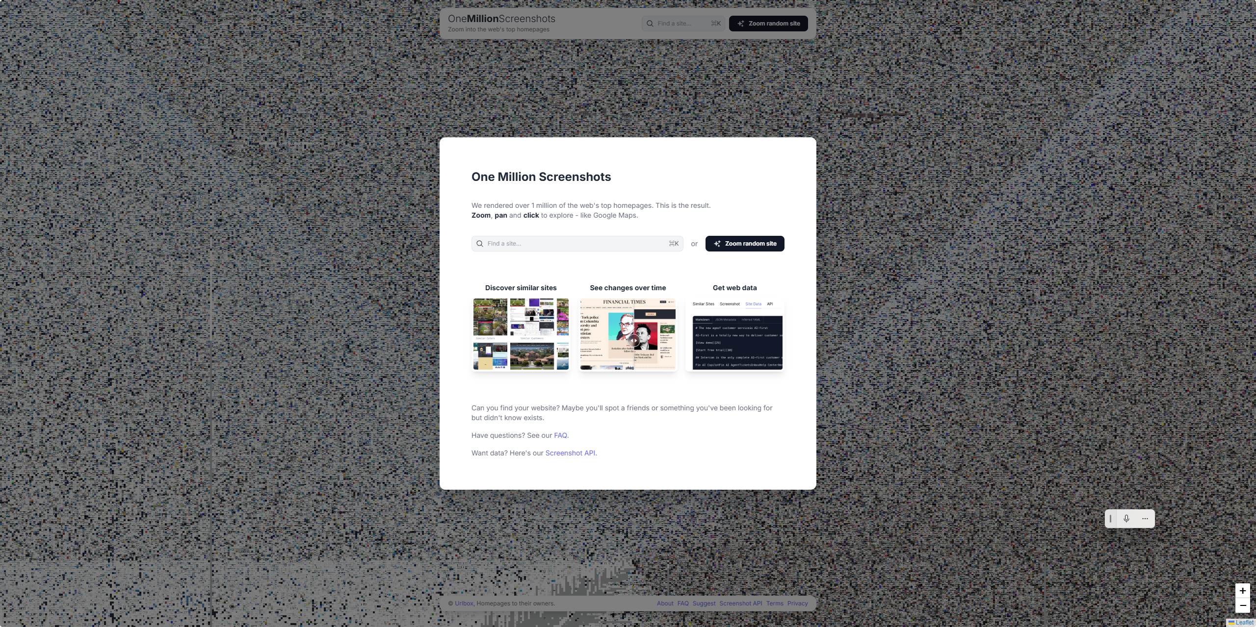 onemillionscreenshots：百万顶级网站截图收录，随机点一个查看截图，或者搜索查找