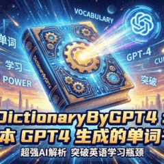 DictionaryByGPT4：一本 GPT4 生成的单词书📚，超过 8000 个单词分析，涵盖了词义、例句、词根词缀、变形、文化背景、记忆技巧和小故事